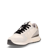 Starlight Glitter Logo sneaker in pelle e tessuto bianco panna grigio | Boscaini Scarpe