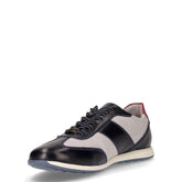 Stringata sportiva in pelle e tessuto grigio blu | Boscaini Scarpe