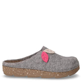 Ciabatta in tessuto con decoro foglie grigio argento | Boscaini Scarpe