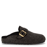 Ciabatta in ecopelle con strass nero | Boscaini Scarpe