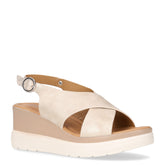 Sandalo con zeppa in pelle platino | Boscaini Scarpe