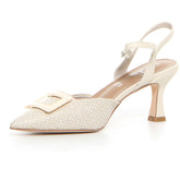 Sandalo con tacco beige | Boscaini Scarpe