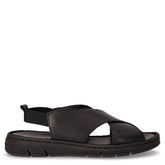 Sandalo in pelle con fasce incrociate nero | Boscaini Scarpe