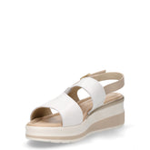Sandalo in pelle con zeppa bianco beige | Boscaini Scarpe