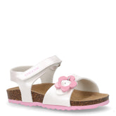 Chalki sandalo in ecopelle con fiore bambina bianco rosa | Boscaini Scarpe