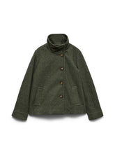 Giacca corta con collo alto in lana verde scuro | Boscaini Scarpe