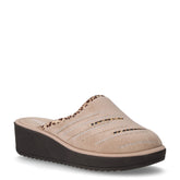 Ciabatta in tessuto con strass e zeppa ecru | Boscaini Scarpe