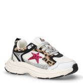 Sneaker in ecopelle e tessuto bambina bianco leopardato | Boscaini Scarpe
