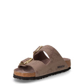 Arizona Big Buckle ciabatta in pelle python grigio taupe | Boscaini Scarpe