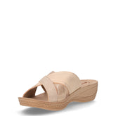 Ciabatta con zeppa in ecopelle sabbia | Boscaini Scarpe