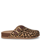 Ciabatta in pelle con stampa leopardata beige testa di moro | Boscaini Scarpe