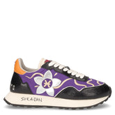 Sneaker in pelle e tessuto nero viola | Boscaini Scarpe