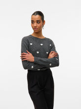 Maglione girocollo in maglia con cuori grigio scuro | Boscaini Scarpe