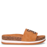 Ciabatta in ecopelle con strass cammello | Boscaini Scarpe