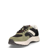 Sneaker in pelle e tessuto verde betulla | Boscaini Scarpe