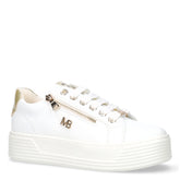 Sneaker in ecopelle con platform bianco oro | Boscaini Scarpe