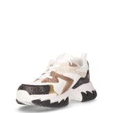 Sneaker in ecopelle e tessuto bianco beige marrone | Boscaini Scarpe