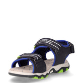 Sandalo in tessuto ed ecopelle bambino blu royal verde | Boscaini Scarpe