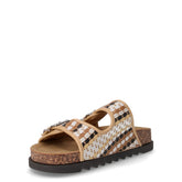 Ciabatta in rafia bianco beige nero | Boscaini Scarpe