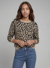 Maglione leopardato in maglia nero beige | Boscaini Scarpe