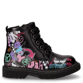 Anfibio in ecopelle con stampa graffiti bambina nero | Boscaini Scarpe