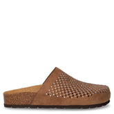 Enny ciabatta in tessuto con strass taupe | Boscaini Scarpe