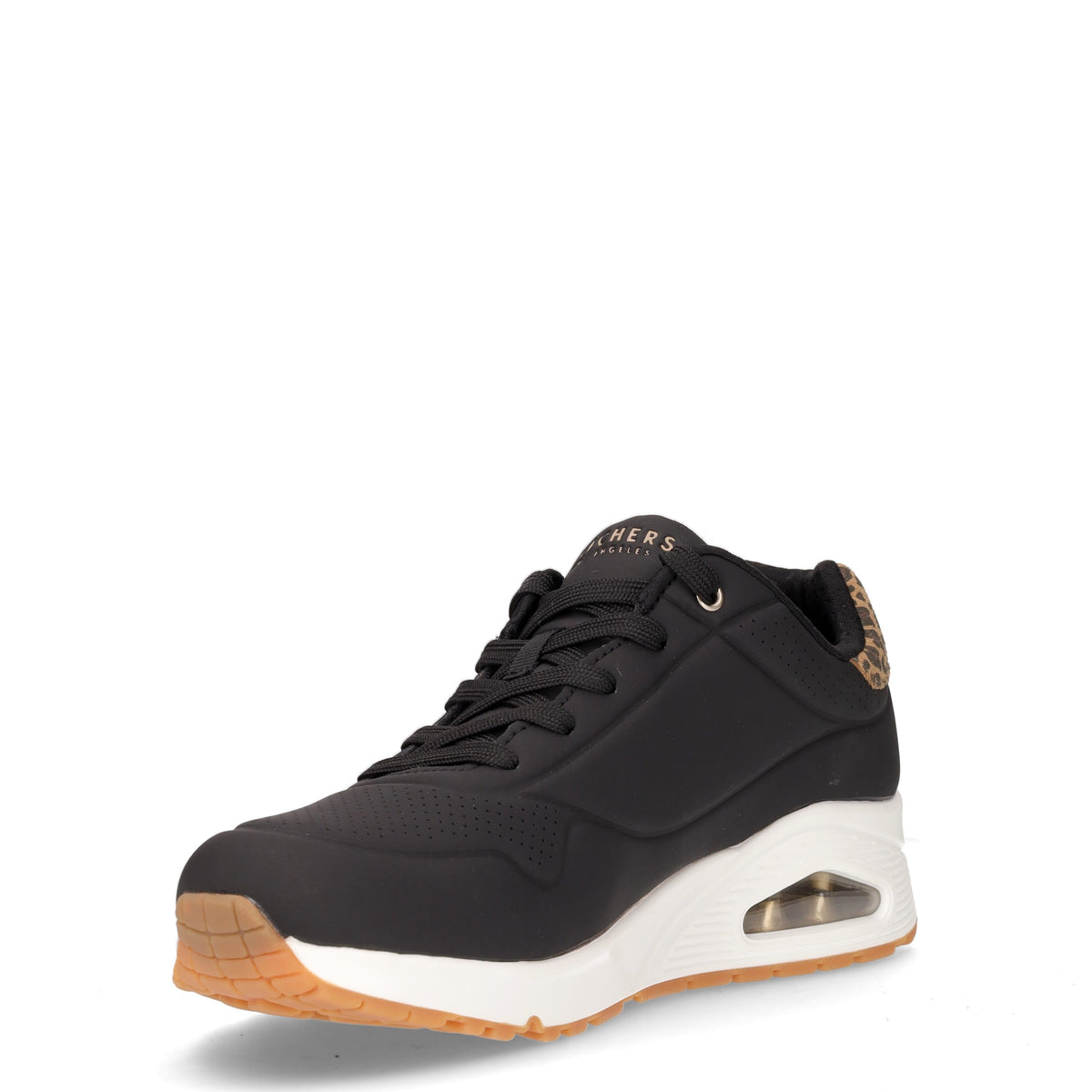 Uno Jungle Nite sneaker in ecopelle nero leopardato SKECHERS | Boscaini