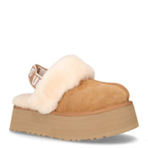 Funkette ciabatta calda con platform in pelle castagno | Boscaini Scarpe