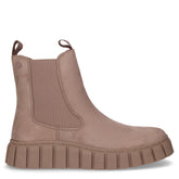 Stivaletto in tessuto con platform taupe | Boscaini Scarpe