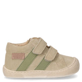 Barefoot sneaker in pelle con strappi bambino beige verde | Boscaini Scarpe