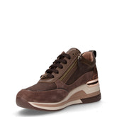 Sneaker in ecopelle e tessuto con zeppa marrone | Boscaini Scarpe