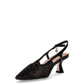 Slingback con tacco in tessuto nero | Boscaini Scarpe
