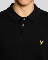 Cotton Short Sleeve Knitted Polo nero | Boscaini Scarpe