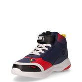 Sneaker in ecopelle e tessuto bambino nero e rosso | Boscaini Scarpe