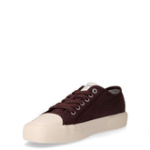 VULC LACE UP CANVAS sneakers basse in tessuto canvas con punta in gomma marrone beige | Boscaini Scarpe