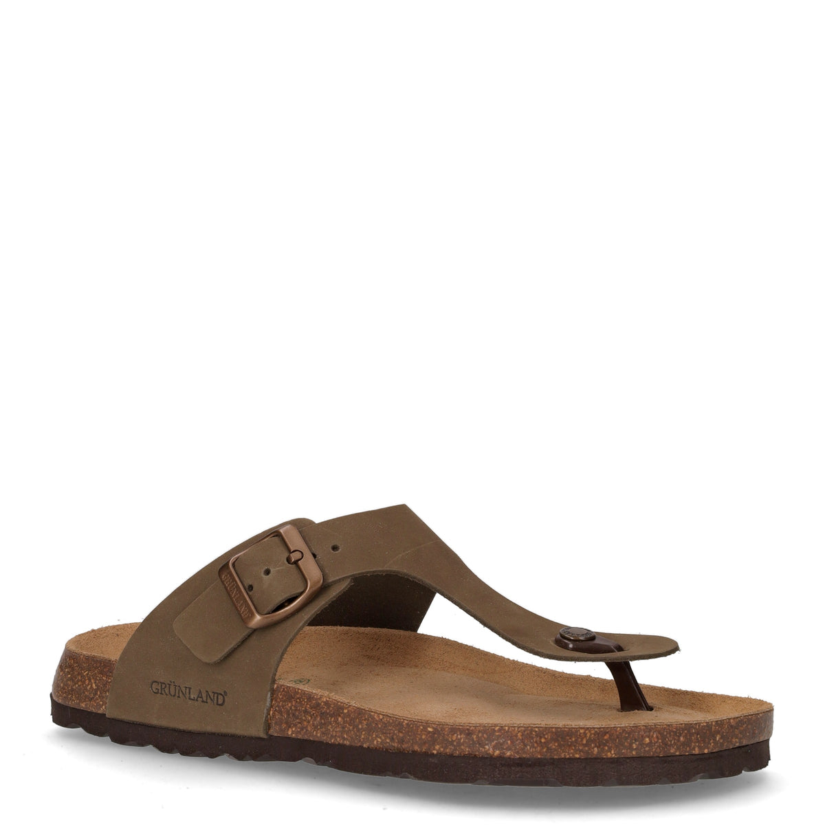 Ciabatta Uomo Grunland Robi In Pelle Ingrossata Con Plantare Birkenstock, Fibbia Regolabile E Suola Ammortizzante - copertina