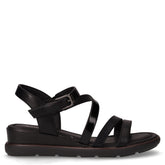 Sandalo in ecopelle con zeppa nero - Sandali Con Tacco Donna | Boscaini Scarpe