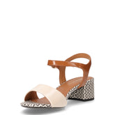 Sandalo in ecopelle con tacco avorio marrone | Boscaini Scarpe