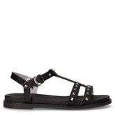 Sandalo in pelle con borchiette nero | Boscaini Scarpe