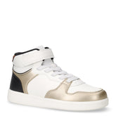 New emberlix girl sneaker in ecopelle e tessuto bambina bianco e oro | Boscaini Scarpe