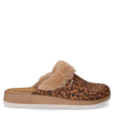 Ciabatta in tessuto con ecopelliccia naturale leopardato | Boscaini Scarpe