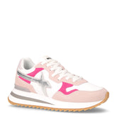 Tally sneaker in pelle e tessuto cipria bianco fuxia | Boscaini Scarpe