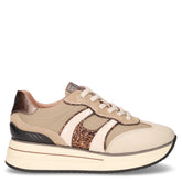 Sneaker con platform in ecopelle panna nero | Boscaini Scarpe