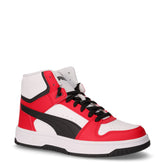 Rebound slam mid jr sneaker alta in ecopelle ragazzo rosso, nero e bianco | Boscaini Scarpe
