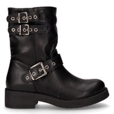 Stivaletto in ecopelle con fibbie nero | Boscaini Scarpe