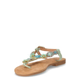 Sandalo infradito in ecopelle con pietre verde acqua | Boscaini Scarpe