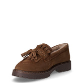 Mocassino in pelle con frangia e nappine cammello | Boscaini Scarpe
