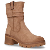 Stivaletto in tessuto scamosciato con tacco beige - REFRESH | Boscaini Scarpe