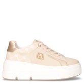 Sneaker con platform in ecopelle beige | Boscaini Scarpe