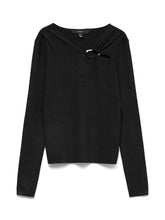 Maglia con scollo a V in tessuto nero | Boscaini Scarpe